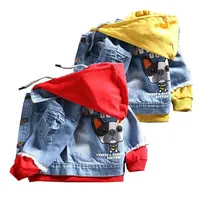 1 2 3 4 5 Jahre alte Säuglings bekleidung Jungen Kapuzen mäntel Lange Jeans Kinder jacke Cartoon Kleinkind jacke Jean Baby Jacken & Out wears