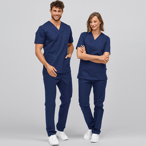 Nueva moda Unisex médico Scrubs manga corta enfermería Hospital uniforme traje Strech enfermera Scrubs uniformes conjuntos - Product Image 3