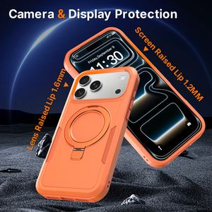 Elegante Funda Protectora Naranja para Teléfono, Resistente a Impactos, Antideslizante, Magnética, con Soporte Ajustable para iPhone 17 18 Pro Max - Product Image 5