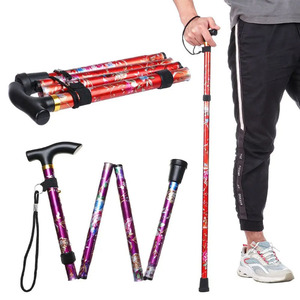 Canne pliante imprimée Fiery Fox, 5 sections, 84-93 cm, poignée télescopique, bâton de marche pour personnes âgées, utilisation en extérieur - Product Image 2