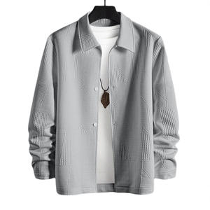 Chaqueta de Jacquard de un Solo Pecho para Hombre, Estilo Europeo Americano, Diseño de Parches de Color Sólido, Solapa Casual, Transpirable, con Dobladillo Redondo - Product Image 6