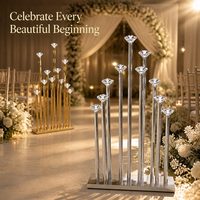 Support de lumière en alliage d'aluminium de luxe pour décoration d'allée de mariage et d'événements, modèle D26182 argent/or