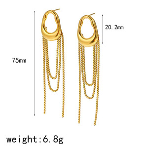 Pendientes colgantes de acero inoxidable con cadena de borlas, diseño geométrico dorado y plateado para fiesta, joyería de moda para mujer TE60709 - Product Image 4