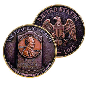 Gedenkmünze aus Metall, individuell gestaltbar, Souvenir 2025 – Der letzte Cent – Gedenkstück 1793-2025 US Penny Sammlerstück Dekoration - Product Image 1