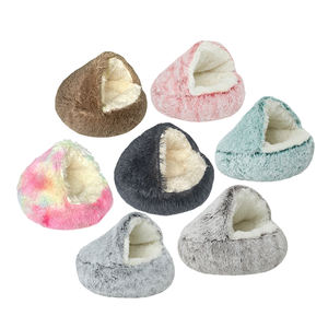 Caliente invierno cómoda cama para perros y gatos semicerrada casa para gatos cama para mascotas de lujo antideslizante Donut cama redonda para mascotas - Product Image 2