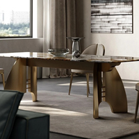 Nouvelle table à manger en marbre et acier inoxydable de qualité design minimaliste italienne pour villa