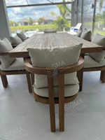 2025 vente en gros de meubles de luxe modernes de haute qualité en bois de teck table à manger extérieure et chaise ensemble de salle à manger en plein air