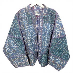 เสื้อแจ็คเก็ตผ้าฝ้ายคันธาแบบไม่ทอจากอินเดีย ยี่ห้อ WOODEN BLOCK CRAFT  รักษ์โลก คอจีน พิมพ์ลายด้วยมือ แห้งเร็ว - Product Image 1