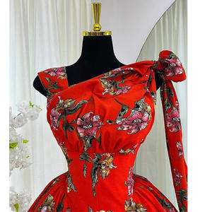 Best-seller vêtements pour femmes européennes <span class=keywords><strong>et</strong></span> américaines 2025 été nouveau doux frais imprimé col diagonal taille haute minceur a-<span class=keywords><strong>lin</strong></span> - Product Image 4