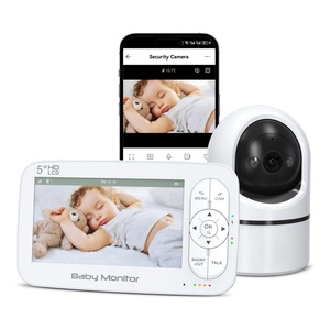 Moniteur bébé avec écran HD IPS de 5 pouces, mode VOX, batterie 5000 mAh, détection des pleurs du bébé, caméra WiFi, <span class=keywords><strong>babyphone</strong></span>, caméra pour bébé - Product Image 1