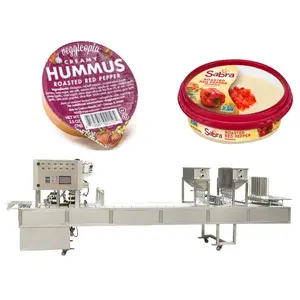 Hoge Kwaliteit Automatische Hummus Pindakaas Aardappelpuree Aardappelpuree Kaas Plastic Bekerkom Vulling Warmte Afdichting Verpakkingsmachine