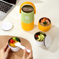 Boîte à lunch élégante en acier inoxydable à double paroi, étanche, avec couvercle et cuillère pliable pour les employés de bureau et les voyages