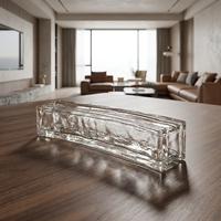 Brique de verre courbée longue et élaborée à la main, effet fusion, pour mur-rideau architectural décoratif, design de salon d'hôtel