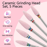 OYL Fraise à ongles professionnelle en forme de maïs rose, 5 grains – Tête de polissage en céramique durable pour le retrait du vernis gel et des cuticules