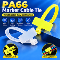 Kabel Ties Nylon 66 Kelas Industri untuk Identifikasi Kabel Listrik, Label Cetak Laser Logo Kustom, Kemasan 100 Pcs