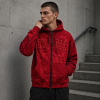 IKDEER Sweat à capuche zippé personnalisé avec imprimé effet craquelé en coton épais pour marque streetwear, commande en gros