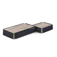 Luxe Moderne Bloc Carré Rectangle Salon Centre Thé Noir Table Basse Marbre Maison Table Basse