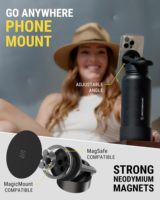 Bouteille d'eau en acier inoxydable MagicMount avec support de téléphone MagSafe, gourde isolée avec support magnétique pour téléphone pour la salle de sport