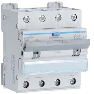 AFQ475H Personalizzabile con Hagers RCBO 10000A 4P curva C 25A tipo AC 300mA 4M - Product Image 1