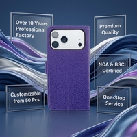 Étui portefeuille à rabat en cuir PU grain litchi de qualité supérieure avec fentes pour cartes, support et protection intégrale antichoc pour iPhone 13 14 Pro Max