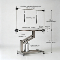 Table de toilettage pour chien professionnelle à structure en Z hydraulique, pieds en acier inoxydable, grande table de toilettage pour animaux de compagnie, réglable de 57 à 92 cm