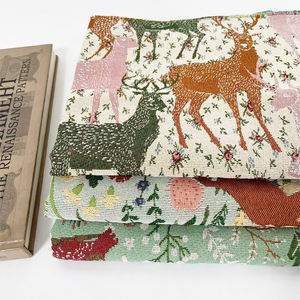 สีเขียว,สีฟ้าและสีม่วงสัตว์สวนสัตว์กวางพรมผ้าเบาะโดยผ้าหลา Jacquard - Product Image 1