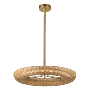Elegante Lámpara Colgante Moderna de Hierro y Ratán para Sala de Estar o <span class=keywords><strong>Cocina</strong></span>, Lámpara Tejida con Fuente de <span class=keywords><strong>Luz</strong></span> <span class=keywords><strong>Fluorescente</strong></span> Blanca Cálida - Product Image 1