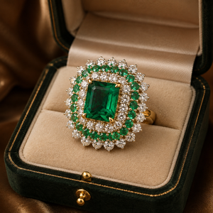 Anello verde in stile retrò, anello dal design classico da donna - Product Image 6