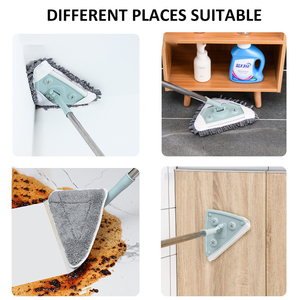 Vadrouille triangulaire <span class=keywords><strong>rotative</strong></span> avec long manche, vadrouille plate en microfibre <span class=keywords><strong>brosse</strong></span> de <span class=keywords><strong>nettoyage</strong></span> <span class=keywords><strong>rotative</strong></span> essuie-glace nettoyeur de vitres - Product Image 4