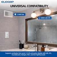 Interrupteur de capteur d'humidité ELEGRP monopolaire à double fonction avec contrôle de la lumière, pour l'automatisation de la ventilation des salles de bain