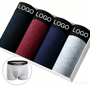 Calzoncillos bóxer de algodón transpirables y ecológicos de color liso para hombre, de punto, sin costuras, cómodos y de tiro medio, personalizados de fábrica. - Product Image 1