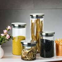 Bocaux à condiments en verre avec couvercle en acier inoxydable, récipients à épices, pots à assaisonnements, bouteilles de rangement, pots à miel multifonctionnels