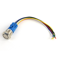 Interrupteur à bouton-poussoir momentané pour ordinateur 16 mm, 5 V, LED bleue, réinitialisation, icône d'alimentation, anneau lumineux, câble de carte mère de 50 cm