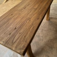 Table de salle à manger carrée en bois massif d'orme ancien, style moderne, pour bureau, bar, mobilier de salle à manger, démontage requis
