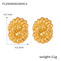 Anting Wanita Model Bunga Berongga Besar, Tren Eropa Amerika, Best Seller, Tahan Lama, Lapis Baja Tahan Karat Berlapis Emas 18K