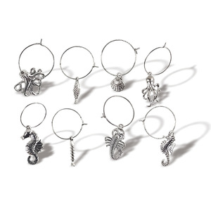 <b>Ocean</b> Theme Wine Glass Charms Metal Reusable Drinkware Accessories for Red Wine Party Identification - Product Image 3