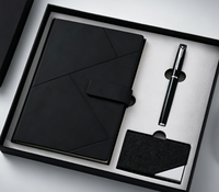 Ensemble cadeau créatif pour entreprise, comprenant un porte-cartes de visite en métal, un carnet et un bloc-notes, avec porte-cartes de visite