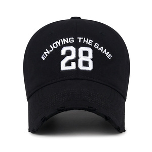 Baseball Cap Unisex Black Embroidered 28 Enjoying The Game Sun Protection Outdoor Casual Canvas Hat - Product Image 1