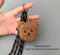 Porte-clés en peluche mignon petit ours, tendance, avec cordon, pendentif de sac, accessoires de mode pour femmes, vente en gros