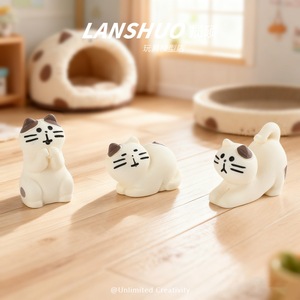 Figurines de chat en résine Lanshuo, miniatures 3D, décorations animales pour la maison, ornements de bureau, artisanat en plastique époxy - Product Image 4
