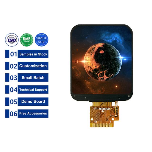 1.69 Inch 240*280 IPS SPI TFT LCD Module for Smart Watch LCD Display 1.69inch 12Pin ST7789 LCD Screen Factory Custom Touch Panel