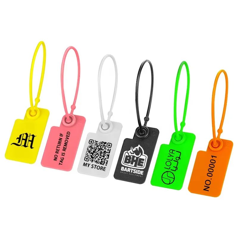 उत्पाद लेबल रीसायकल हैंड टैग सील कस्टम स्विंग प्लास्टिक सुरक्षा टैग
