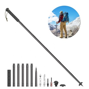 KingGear — perche <span class=keywords><strong>de</strong></span> Trekking tactique multifonctionnelle en Aluminium, adultes, avec fourchette façon sifflet, Double tournevis - Product Image 1
