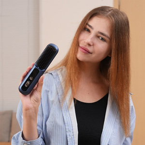 Bán hàng nóng OEM nhà máy 55 Wát 5000mAh Pin <span class=keywords><strong>LCD</strong></span> hiển thị không dây sưởi ấm không dây ion âm điện bàn chải tóc - Product Image 1