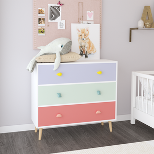 Cómoda infantil de 3 cajones para guardar ropa, para habitación de niños pequeños, guardería o dormitorio infantil - Product Image 1