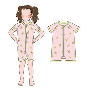 En iyi satmak toptan özel bambu kumaş kızlar kısa kollu ve şort Romper 2 yollu fermuar tasarım Romper - Product Image 5