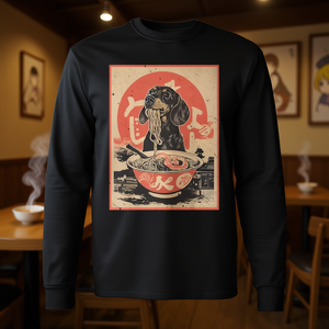 Camiseta de manga larga Kawaii Dachshund Ramen con diseño de humor para amantes de los perros japoneses - Product Image 3