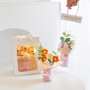 Regalo di san valentino tessuto a mano artificiale fiore lavorato a maglia Mini girasole Crochet Bouquet con luce a LED matrimonio per il ringraziamento - Product Image 3