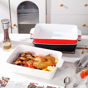 <b>Ceramic</b> Double-Eared Baking <b>Pan</b> Rectangle Large Capacity Oven Safe For Home Use - Product Image 2
