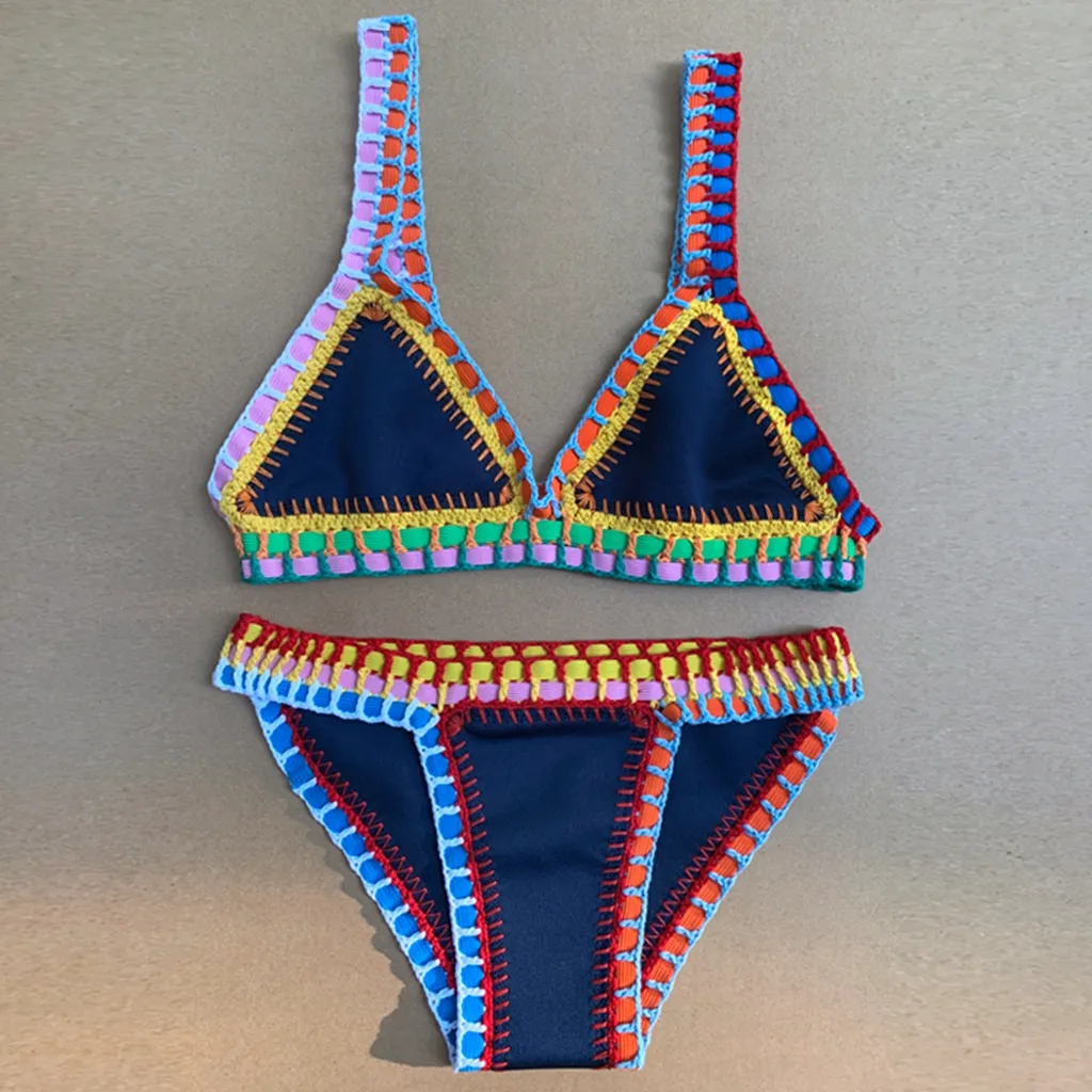 Navy Crochet Bikini Swimwear Handmade Swimming Wear Beachwear